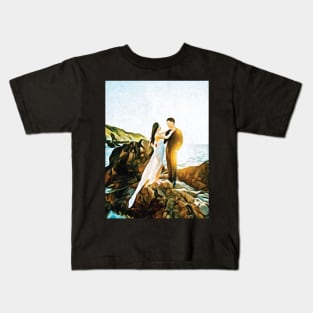 Couples wedding on beach Oil Painting Art Kids T-Shirt